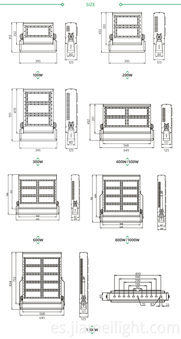 Luz de inundación LED ajustable de alta calidad 180000 LUME LED EXTADIO LUZ